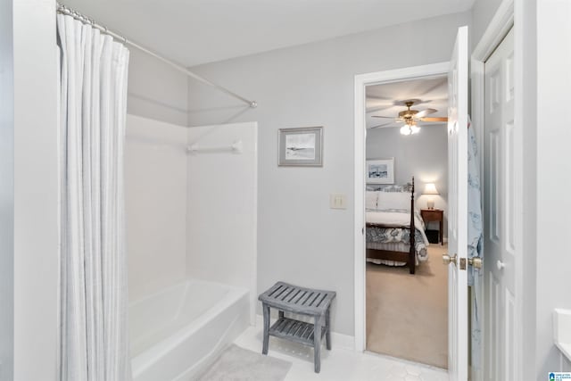 bathroom featuring shower / bathtub combination with curtain