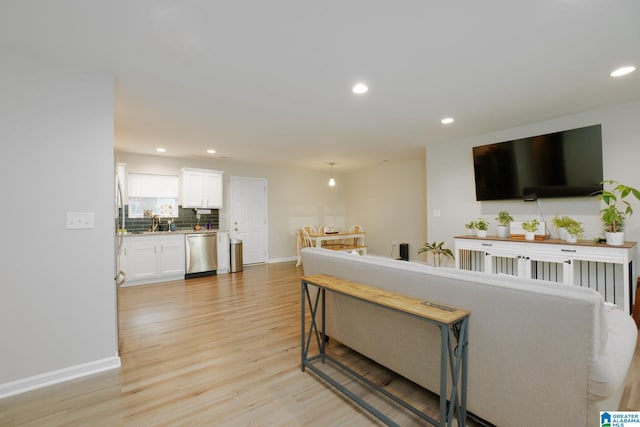 living room featuring light hardwood / wood-style floors