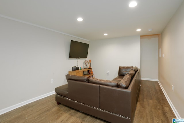 living room with hardwood / wood-style floors