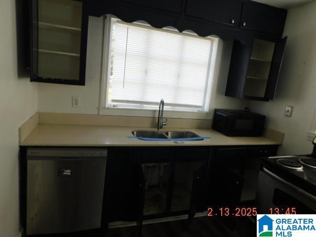 kitchen featuring dishwasher, sink, and electric stove