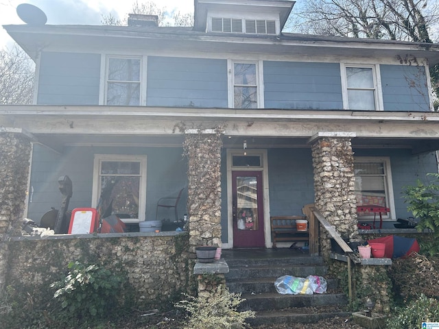 view of front facade featuring covered porch