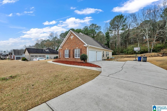 view of side of home with a lawn