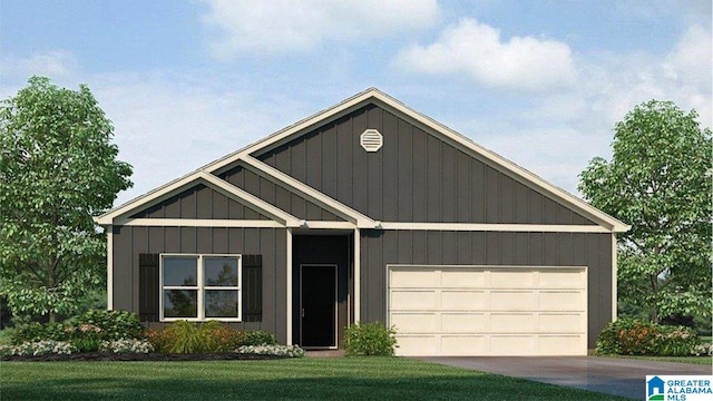 view of front facade with a garage and a front yard