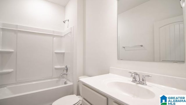 full bathroom with vanity, toilet, and shower / bath combination