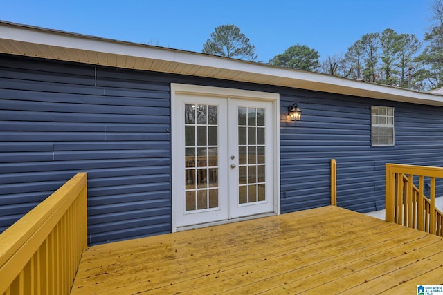 wooden deck with french doors