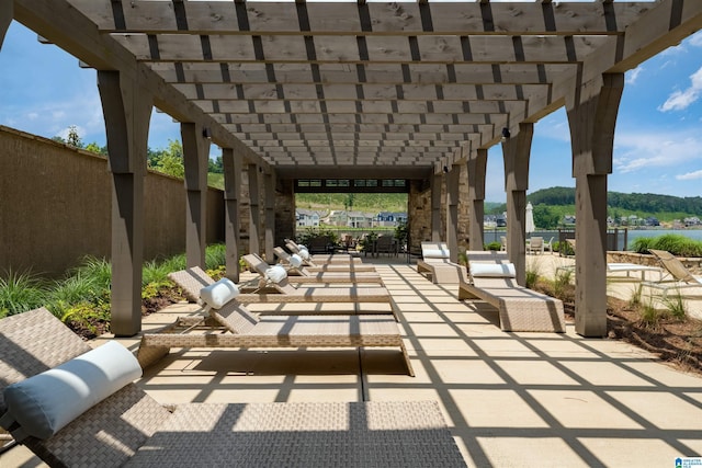 view of patio featuring a pergola