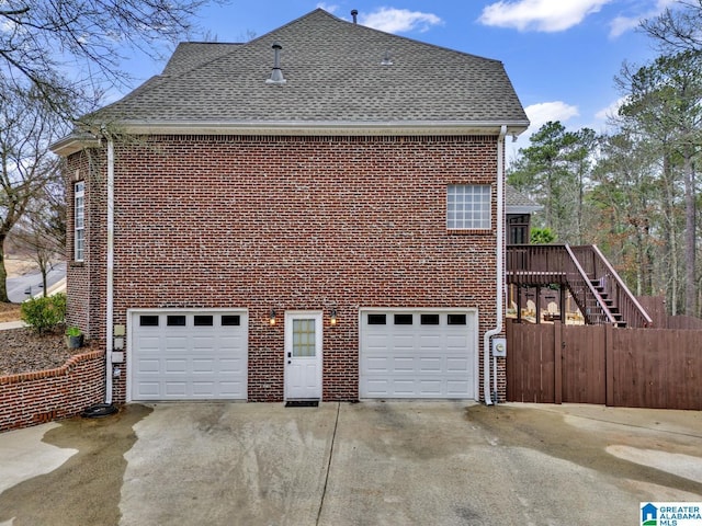 view of home's exterior with a garage