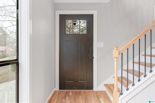 foyer entrance featuring light hardwood / wood-style flooring