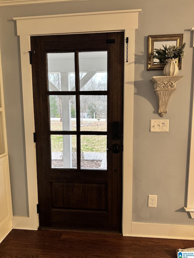 entryway featuring dark hardwood / wood-style flooring