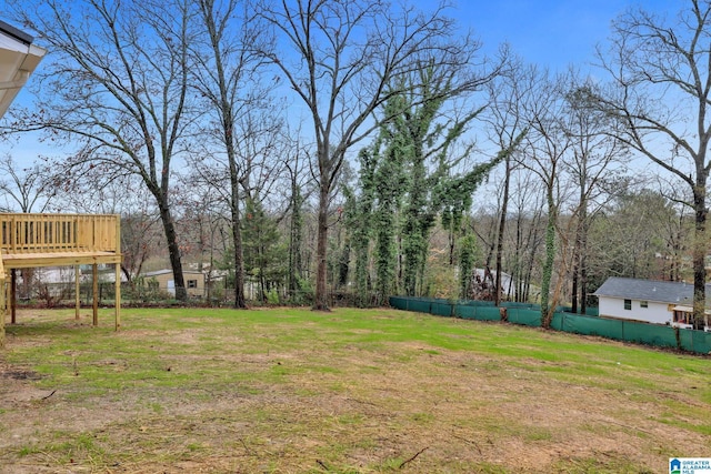 view of yard with a deck