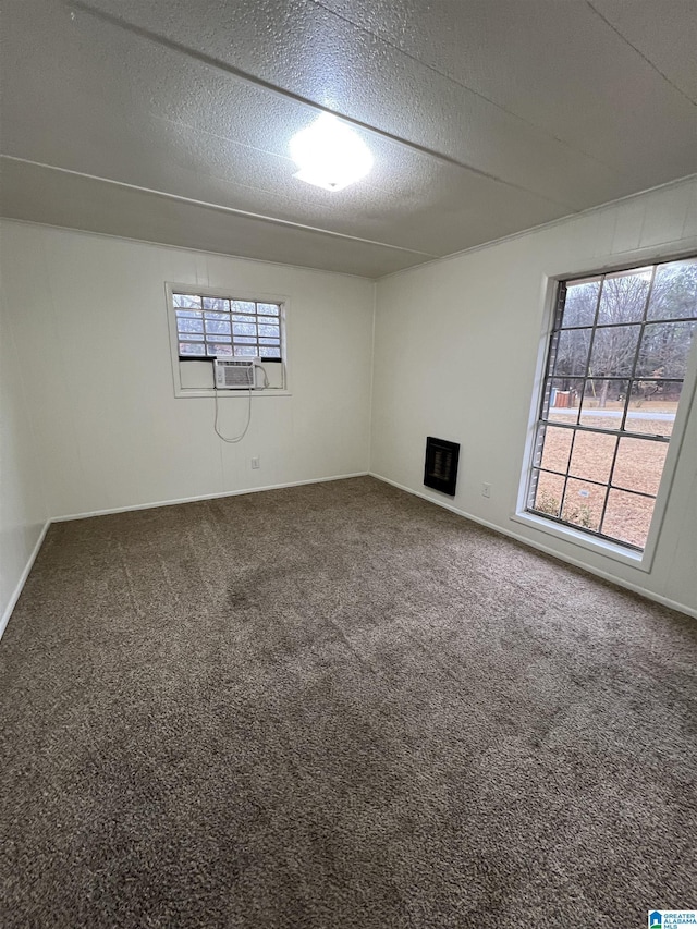 carpeted empty room featuring a textured ceiling and a healthy amount of sunlight