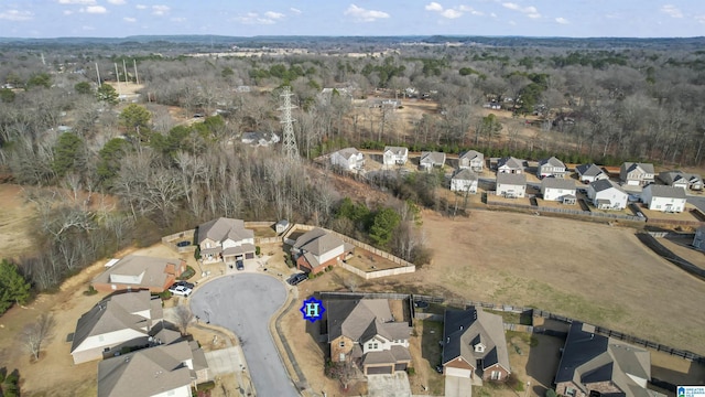 birds eye view of property with a residential view