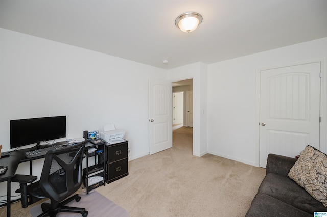 view of carpeted home office