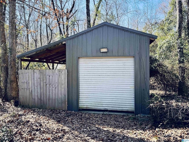 view of outdoor structure with a garage