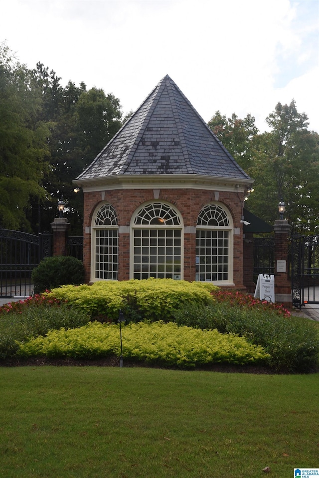 surrounding community with a yard and fence