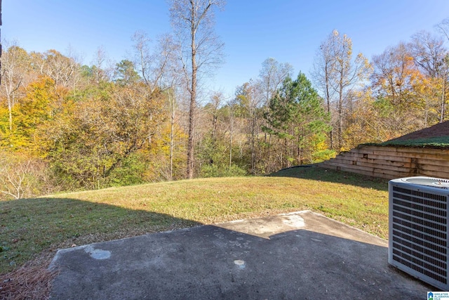 view of yard featuring a patio and central air condition unit