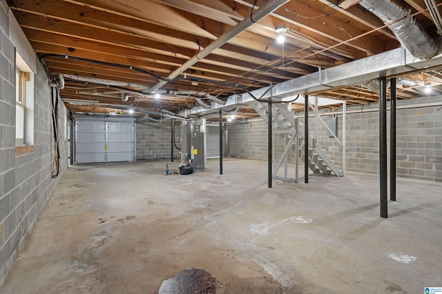 basement featuring water heater