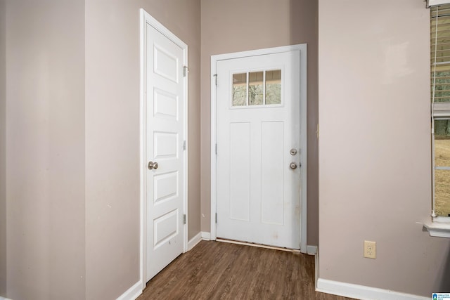 entryway with dark wood-type flooring