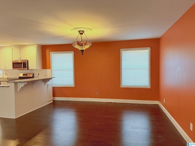 unfurnished dining area featuring dark hardwood / wood-style flooring