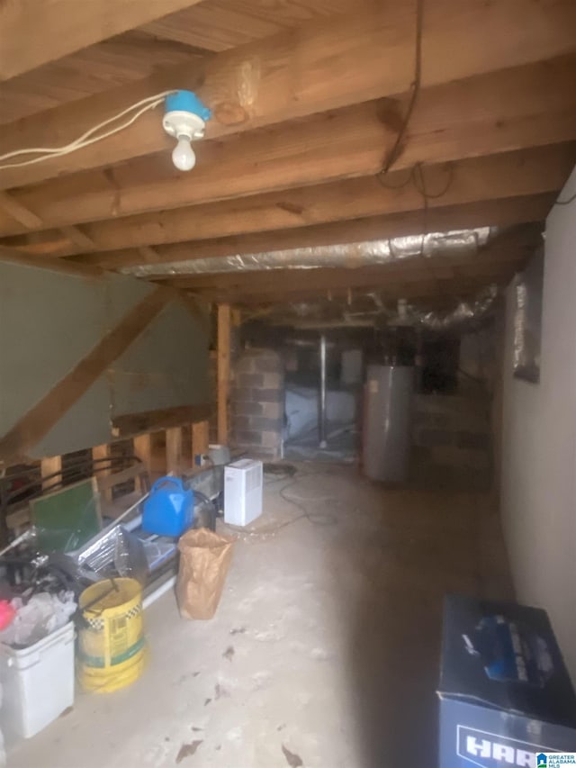 attic with gas water heater