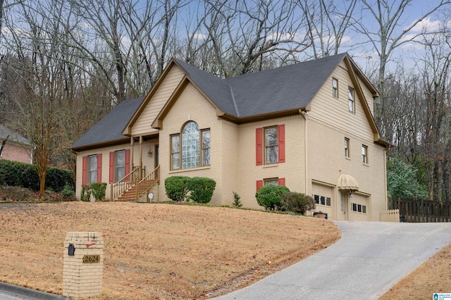 front of property with a garage