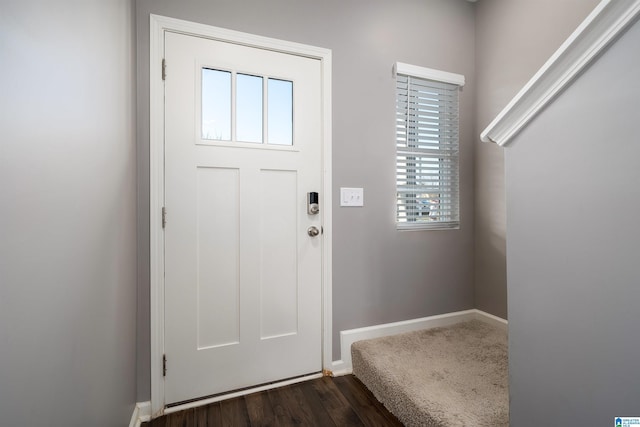 entryway featuring dark wood-type flooring