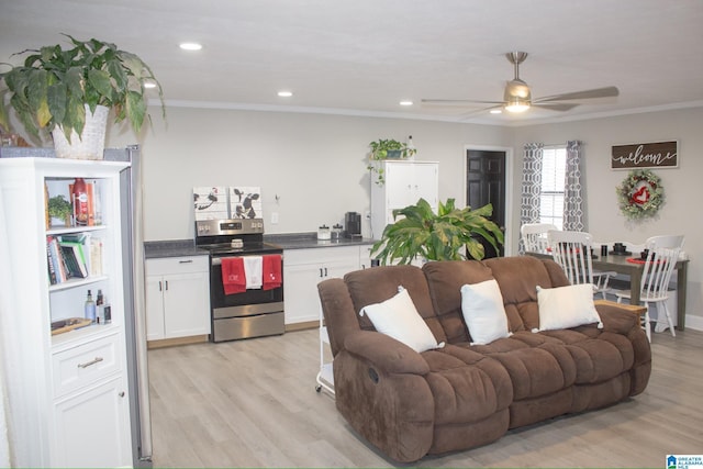 1536 Buckelew Bridge Rd, Anniston, AL 36207 - living room with ornamental molding, recessed lighting, and light wood finished floors