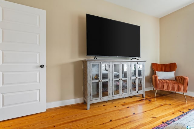 sitting room with hardwood / wood-style floors