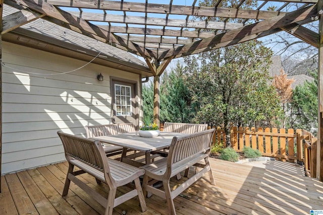 wooden deck featuring a pergola