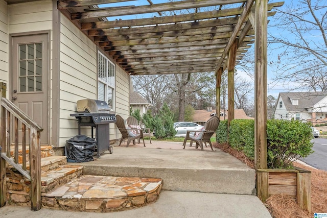 view of patio / terrace with grilling area and a pergola