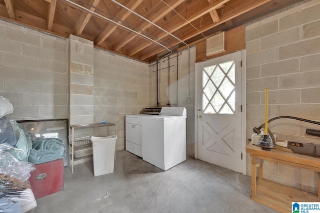 basement with independent washer and dryer