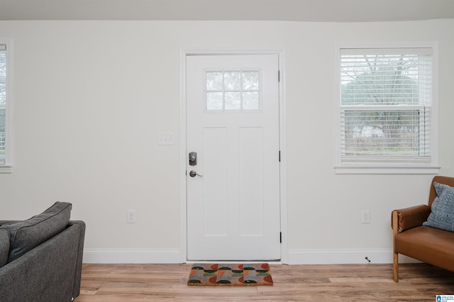 entryway with light wood-type flooring