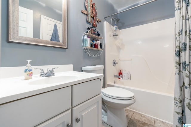 full bathroom featuring vanity, toilet, and shower / bath combo with shower curtain