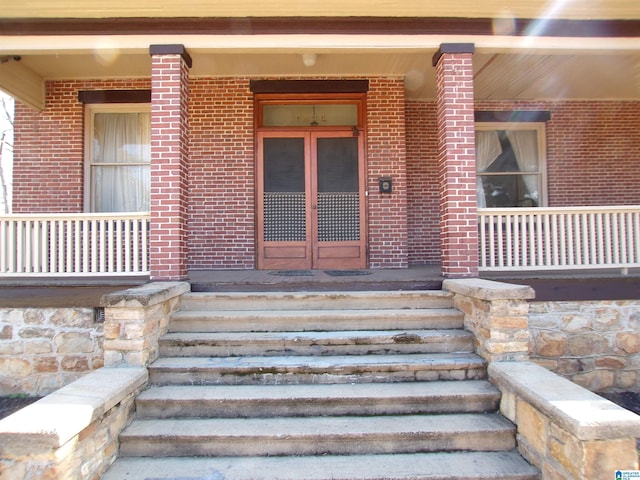 doorway to property featuring french doors