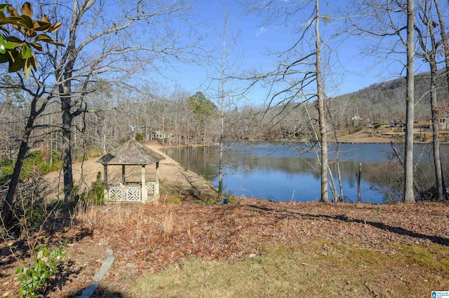 view of water feature featuring a gazebo