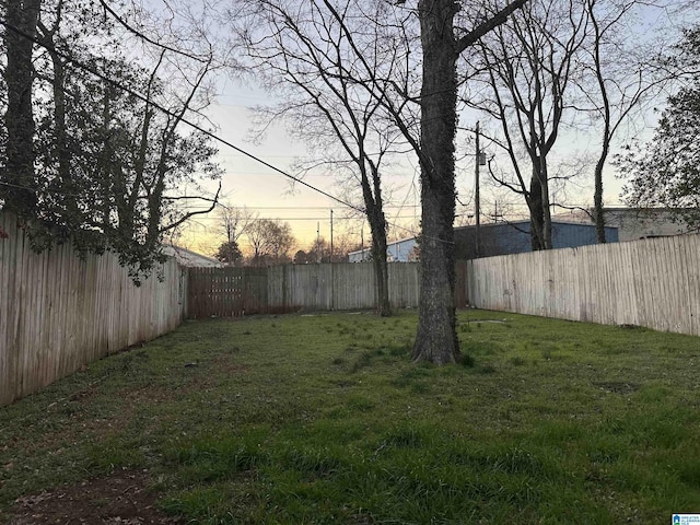 view of yard at dusk