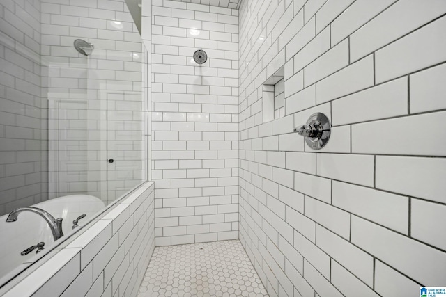 bathroom featuring plus walk in shower