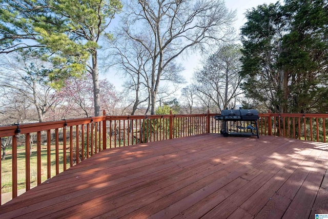 deck featuring grilling area