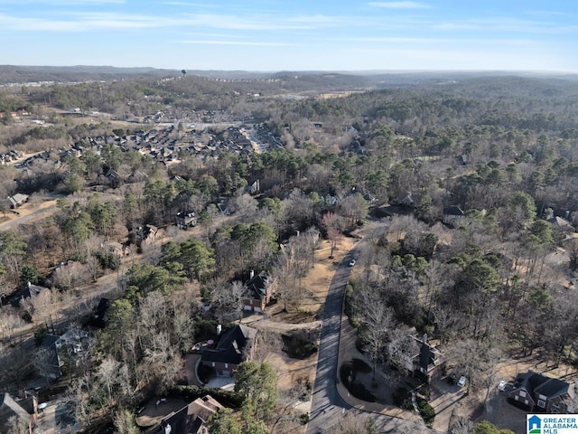 birds eye view of property with a forest view