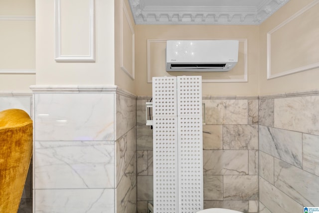 890 River Oaks Dr, Cropwell, AL 35054 - bathroom featuring crown molding and a wall unit AC