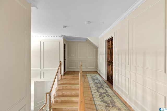 890 River Oaks Dr, Cropwell, AL 35054 - hallway featuring stairway, light wood-style flooring, and a decorative wall