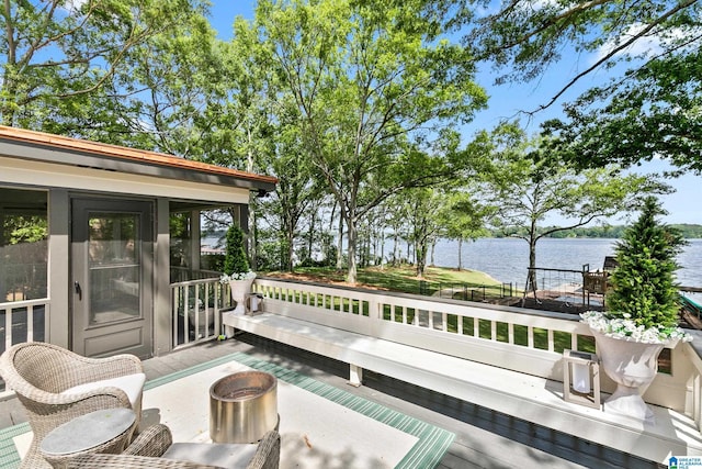 890 River Oaks Dr, Cropwell, AL 35054 - wooden terrace featuring a water view
