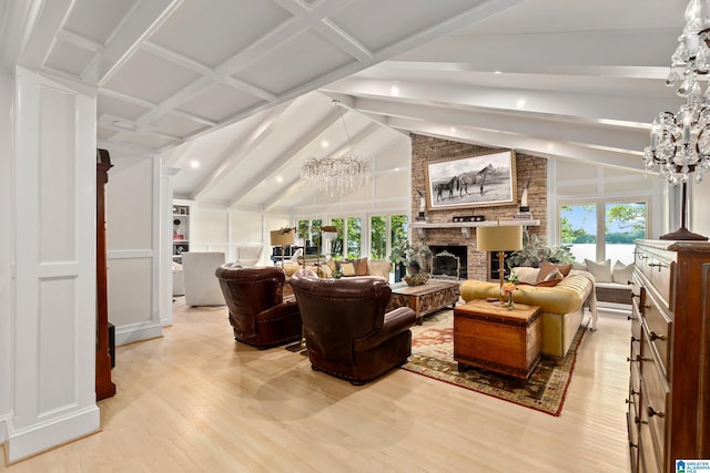 890 River Oaks Dr, Cropwell, AL 35054 - living area with an inviting chandelier, light wood-style flooring, and a healthy amount of sunlight