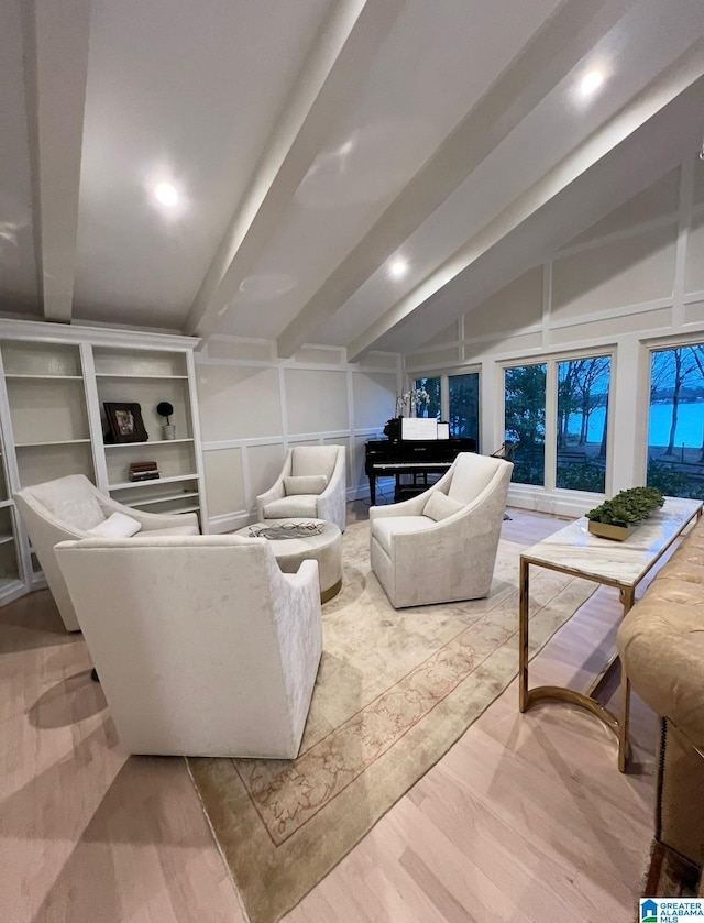 890 River Oaks Dr, Cropwell, AL 35054 - living room with vaulted ceiling, built in shelves, and recessed lighting