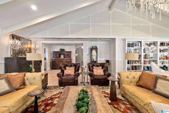 890 River Oaks Dr, Cropwell, AL 35054 - living room featuring beam ceiling and high vaulted ceiling