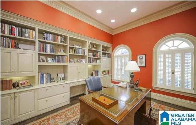 office area featuring ornamental molding