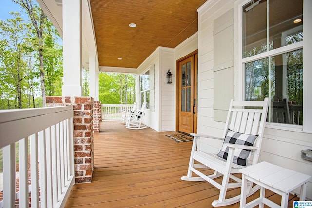 wooden deck featuring a porch