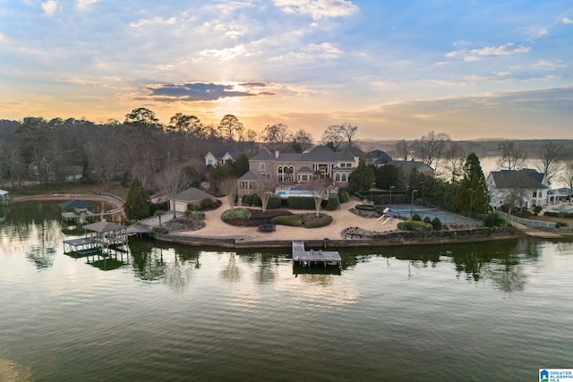 view of water feature featuring a dock