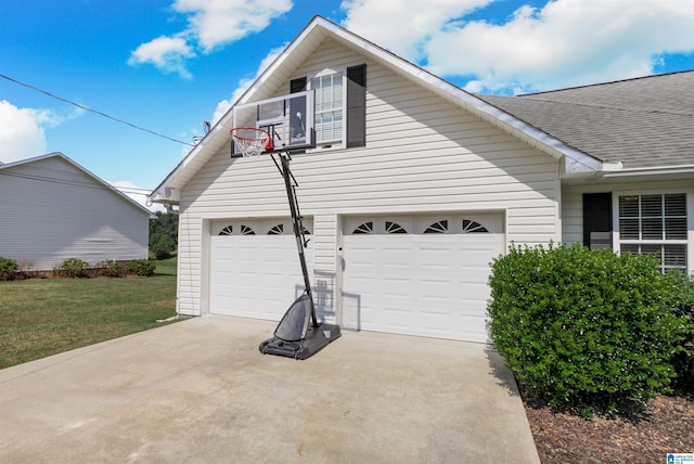 view of side of home featuring cooling unit and a yard