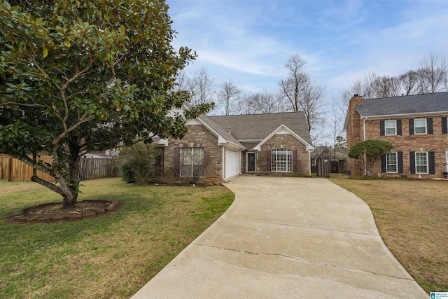 view of front facade featuring a front yard and a garage